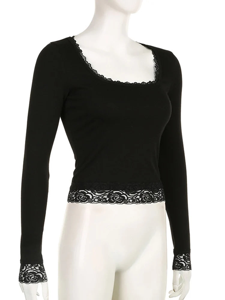 Fairy Grunge Lace Tee – Y2K Vintage Long Sleeve Top  Soft fantasy meets edgy vintage.