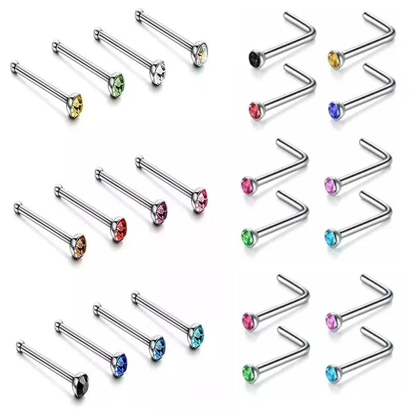 CrystalFlex Nose Stud Set – 40/60PCS Stainless Steel Collection  More styles. More shine. Endless combinations.