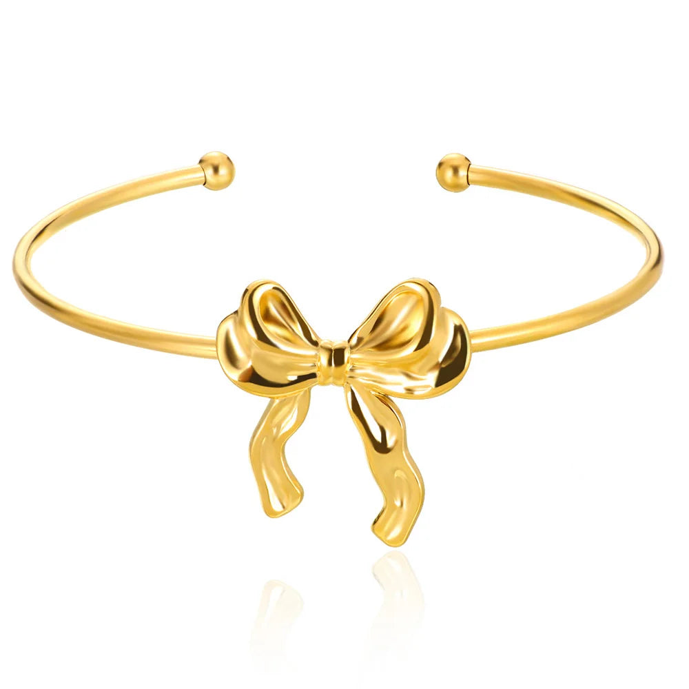Classic Bump Pattern Openning Bangles For Women Stainless Steel Cuff Bracelet Gold Color  Hand Ornament Party Jewelry Gift