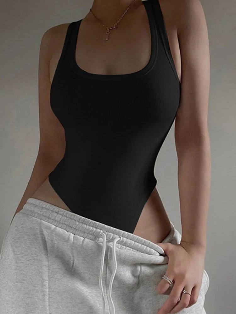 KnitMuse Bodysuit – Off-Shoulder Halter Fit  Sleek knit. Open shoulders. Pure confidence.
