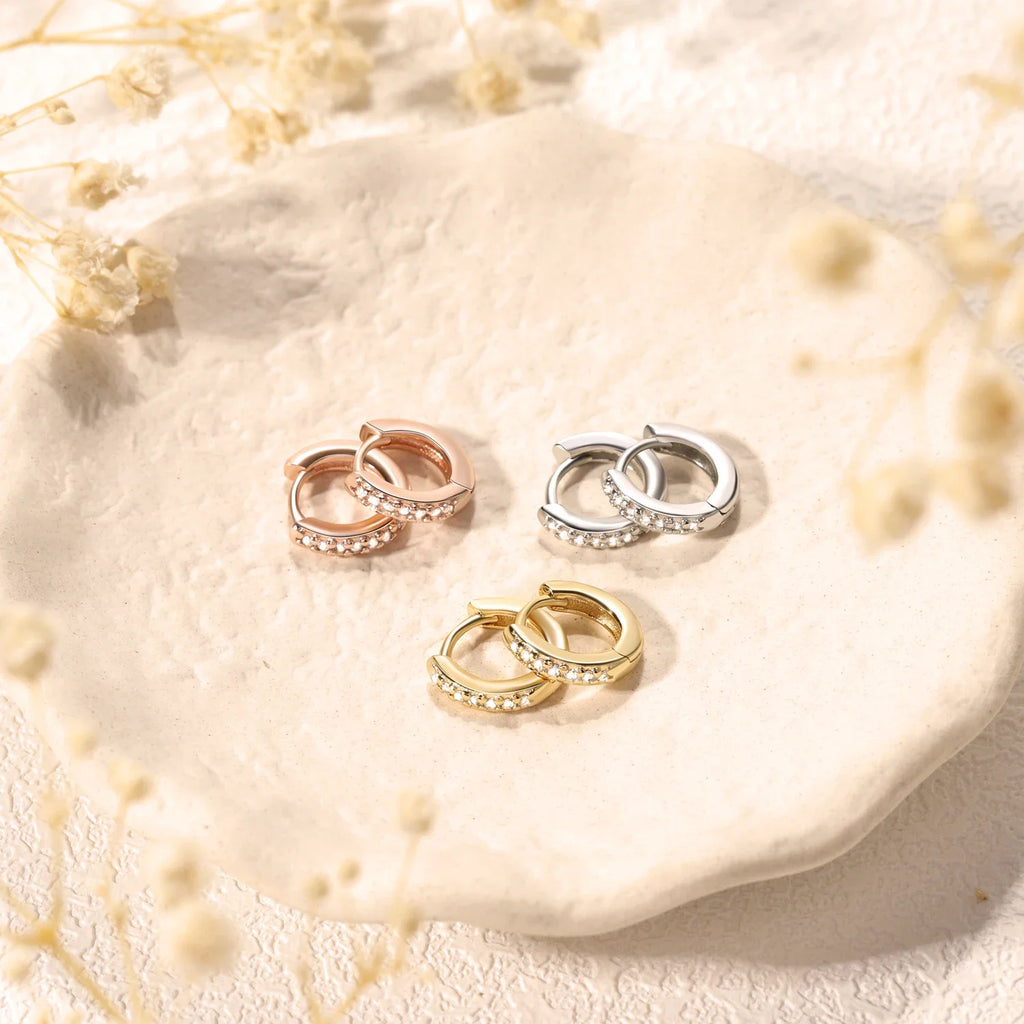 CrystalLoop Hoops – 316L Stainless Steel Earrings Set  Minimal shine. Everyday elegance. Made to last.