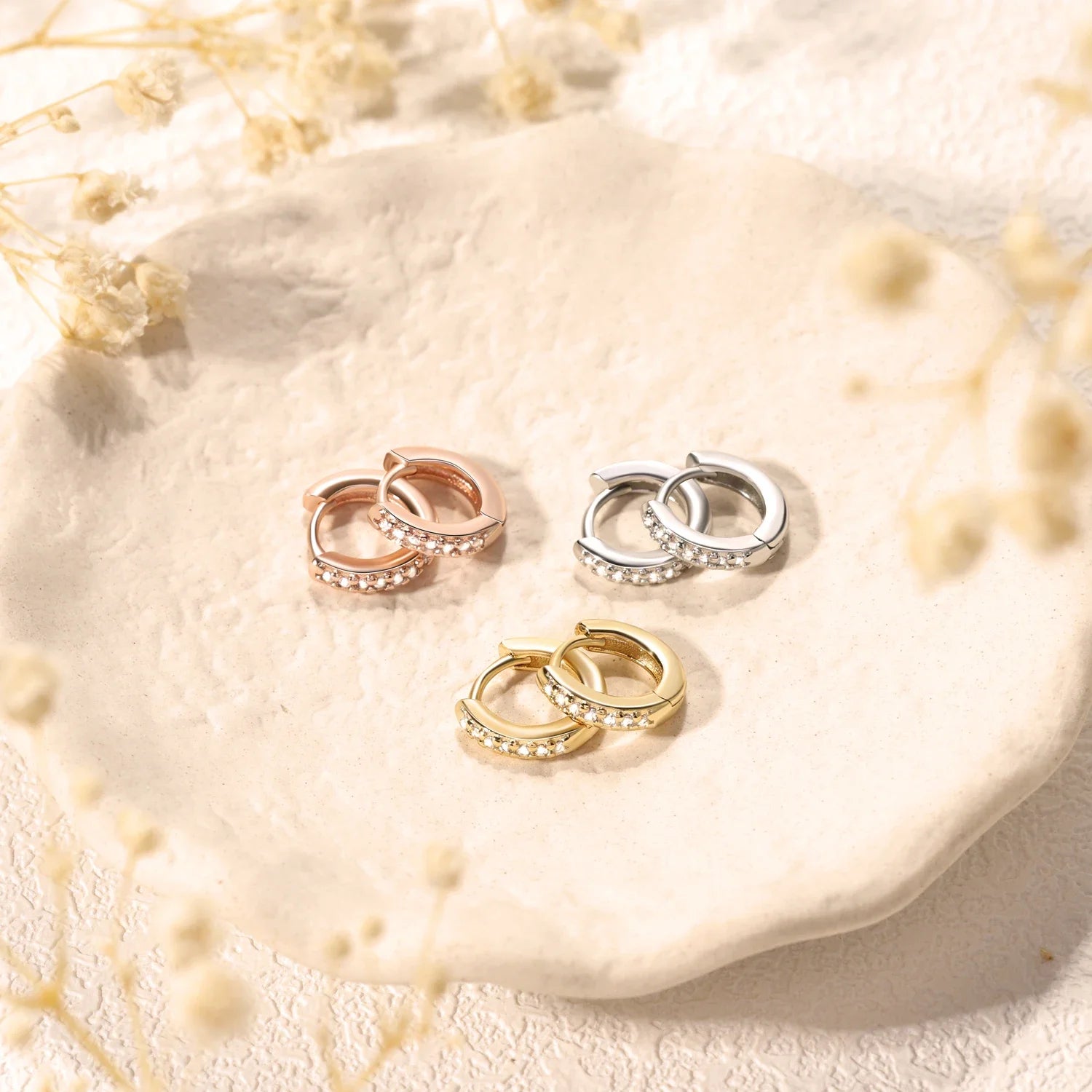 CrystalLoop Hoops – 316L Stainless Steel Earrings Set  Minimal shine. Everyday elegance. Made to last.