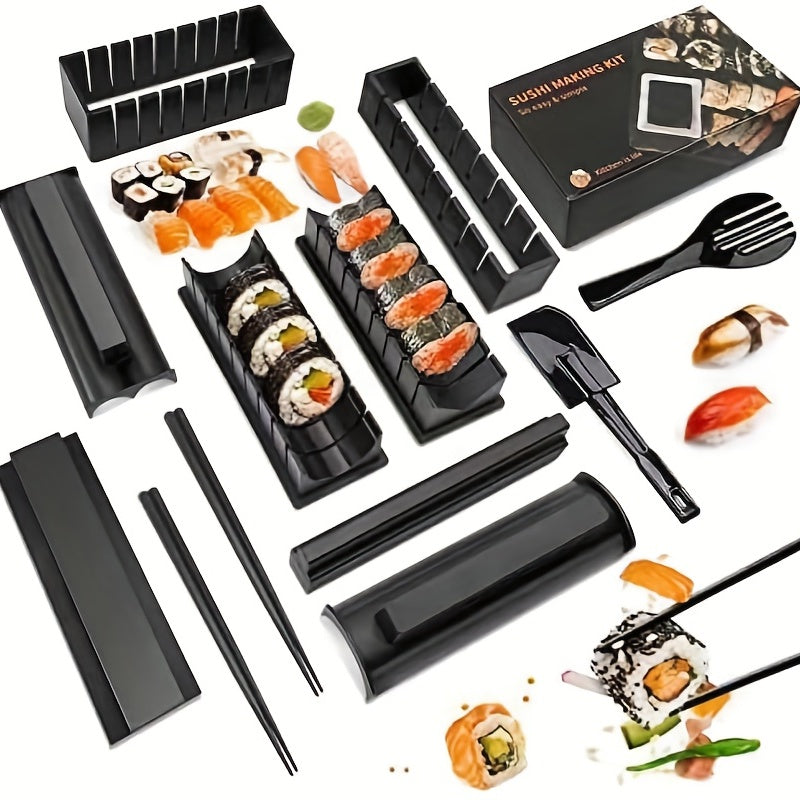 10pcs/set, DIY Sushi Maker Set - Includes Plastic Sushi Roller, Rice Mold, Spreader, and Kitchen Tools - Perfect for Back to School and Home Cooking