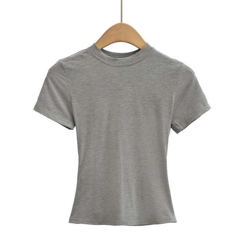 SlimMuse Tee – Y2K Solid Fit Top  Simple style. Sculpted fit. Everyday confidence.