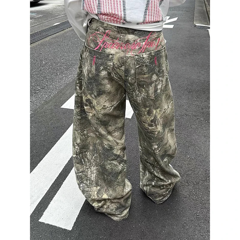 ShadowCore Baggy Jeans – Gothic Y2K Embroidery Denim  Dark aesthetic. Oversized comfort. Streetwear attitude.