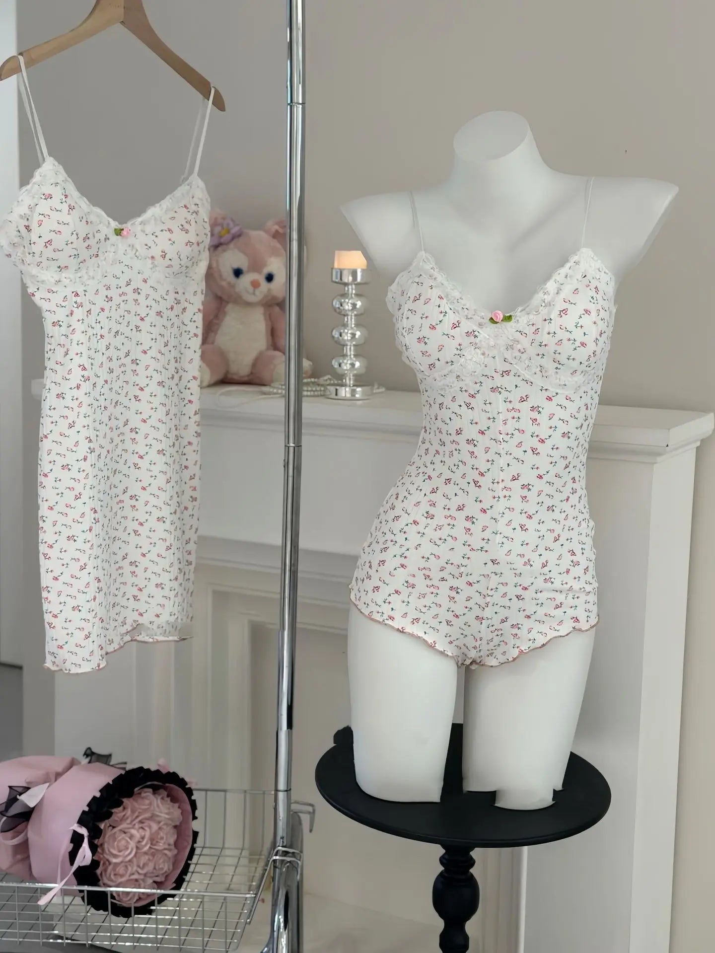 FloraLace Bodysuit – Floral Print Sleeveless Fit  Soft lace. Floral charm. Effortless allure.