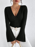 StripeMuse Knit Top – V-Neck Slim Fit Long Sleeve  Soft texture. Flattering fit. Effortless elegance.