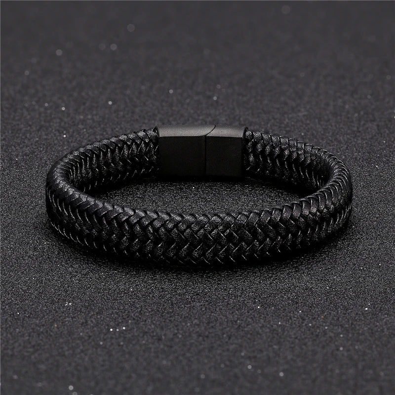 Titan Rope Bracelet – Leather & Steel Magnetic Band  Strong look. Clean design. Built for everyday style.