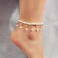 Beach Elastic Imitation Pearl Bead Charm Anklet Foot Chain Bracelet