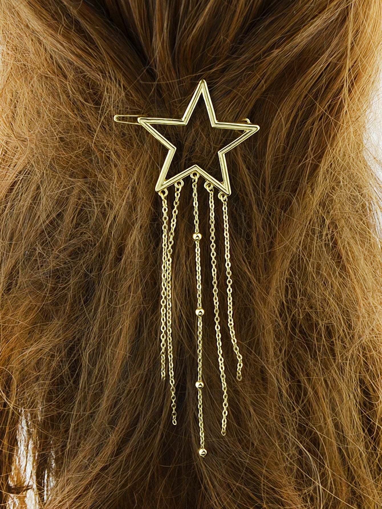 Gold Star Long Chain Tassel Hairgrips Wedding Party Hair Clips Hair
