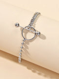 Minimalist Punk Popcorn Chain Multiple Silver Chain Lock Circle