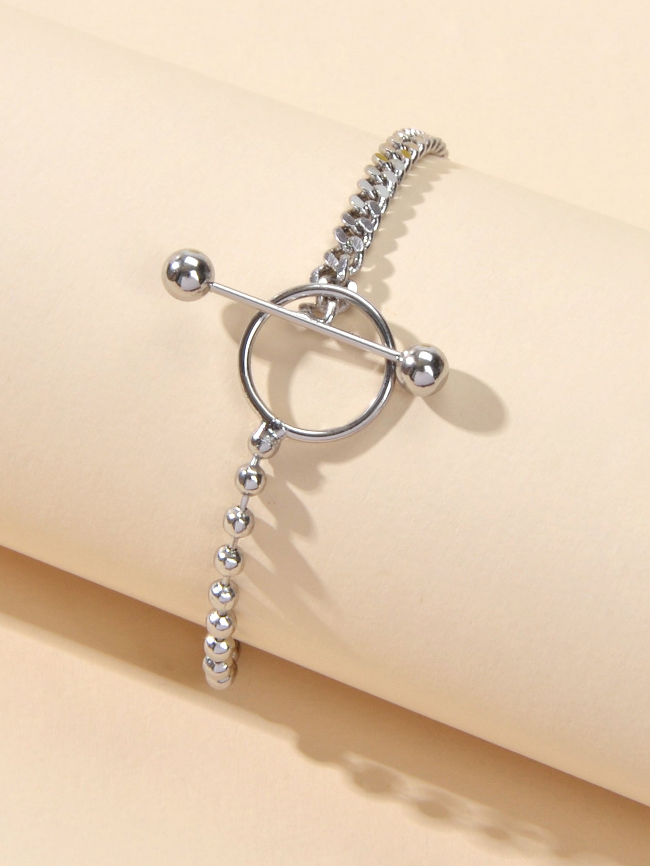 Minimalist Punk Popcorn Chain Multiple Silver Chain Lock Circle