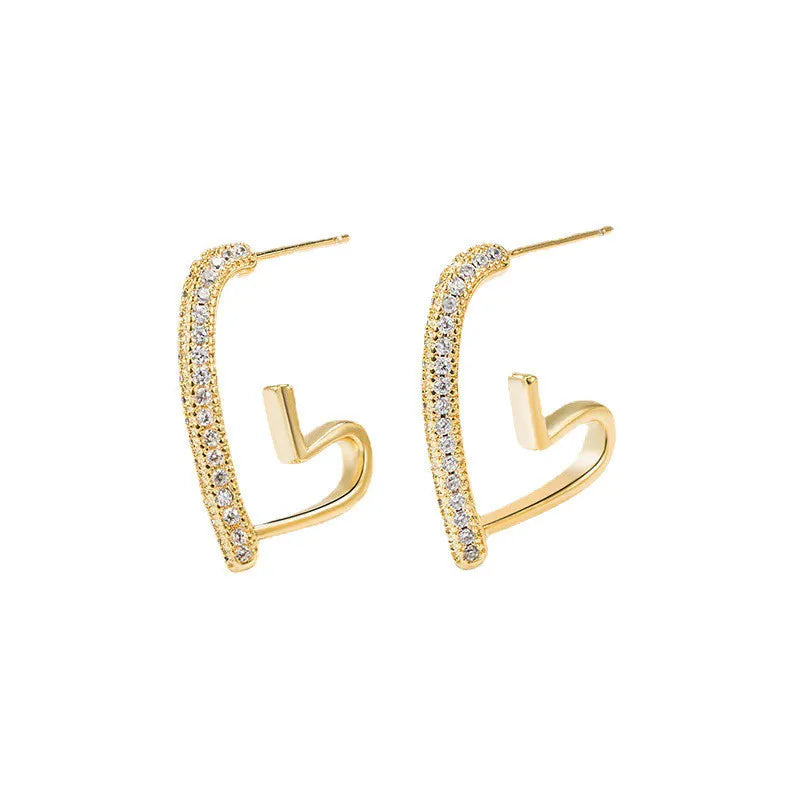 Crystal Heart Hoops – 925 Silver Needle Earrings  Soft sparkle. Sweet charm. Everyday luxury.