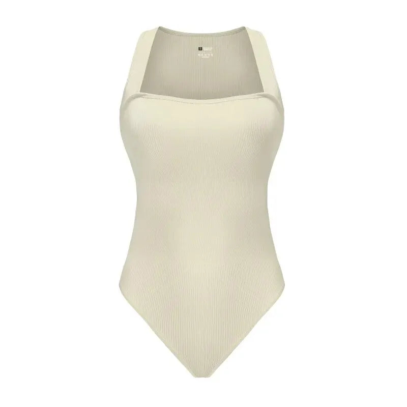 Sculpt Muse Ribbed Bodysuit – Square Neck Sleeveless Fit  Smooth, sculpted, and effortlessly chic.