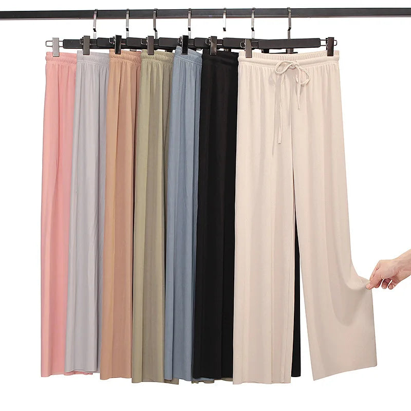 SilkBreeze Wide Leg Pants – Ice Silk Summer Trousers  Light feel. Flowing fit. Effortless comfort.