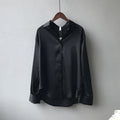 SilkMuse Shirt – Satin Button-Up Vintage Blouse  Smooth texture. Timeless style. Effortless elegance.