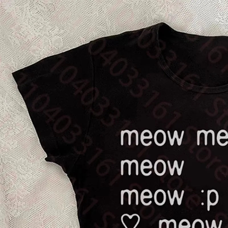 Grunge Core Crop Tee – Y2K Letter Print Top  Retro edge. Street attitude. Bold expression.
