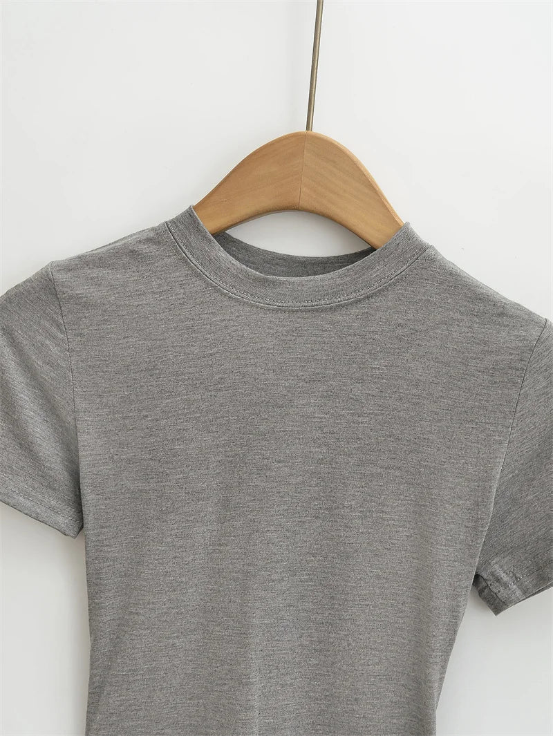 SlimMuse Tee – Y2K Solid Fit Top  Simple style. Sculpted fit. Everyday confidence.