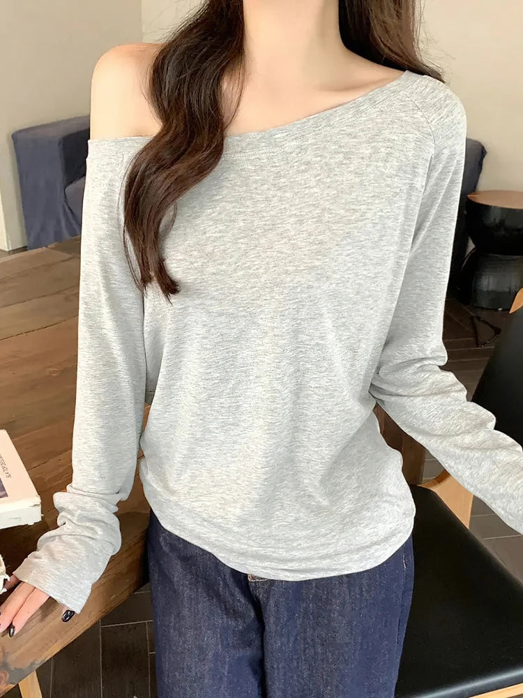 SoftMuse Oversized Tee – Off-Shoulder Korean Style Top  Relaxed fit. Effortless style. Everyday comfort.