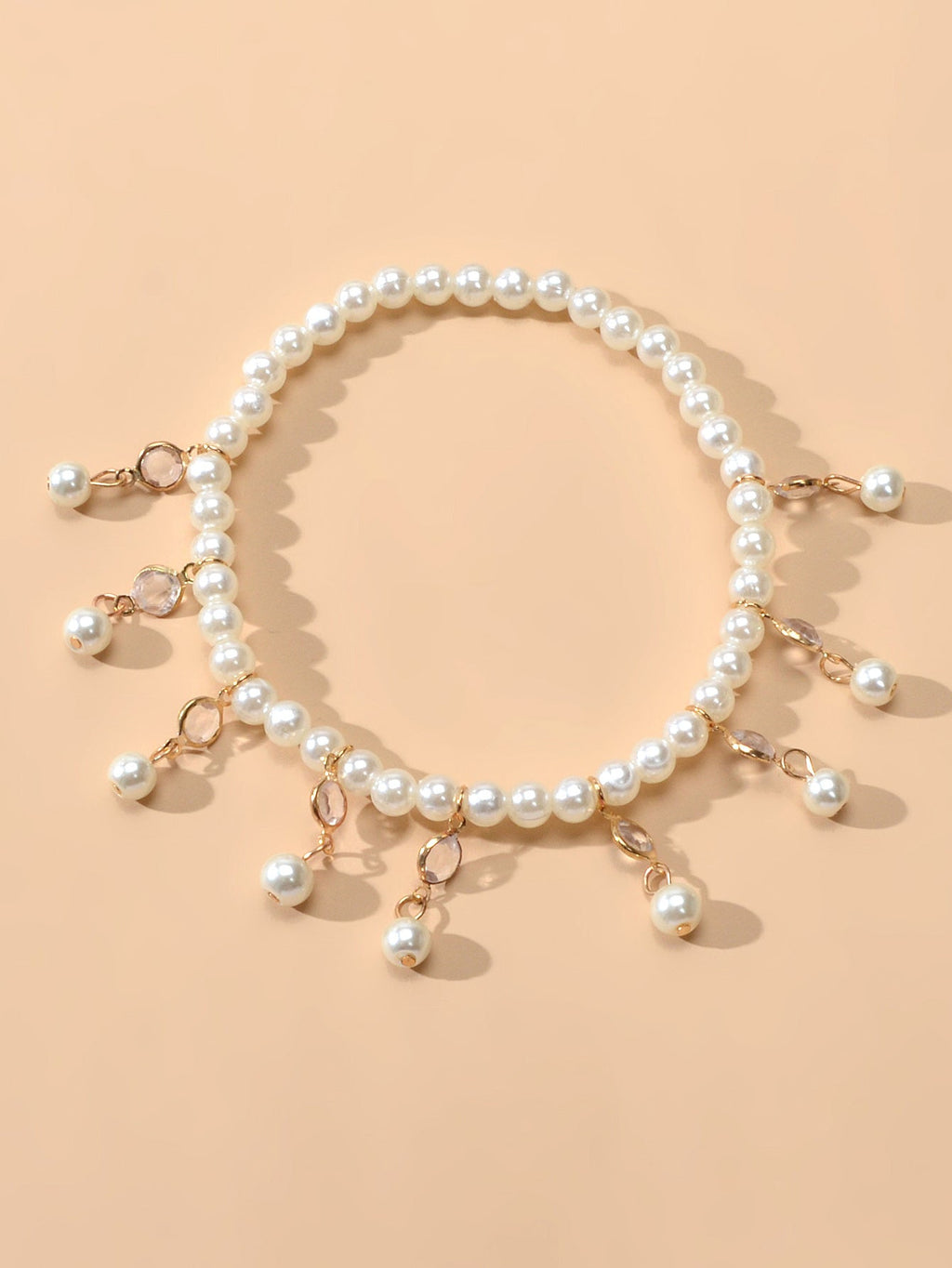 Beach Elastic Imitation Pearl Bead Charm Anklet Foot Chain Bracelet