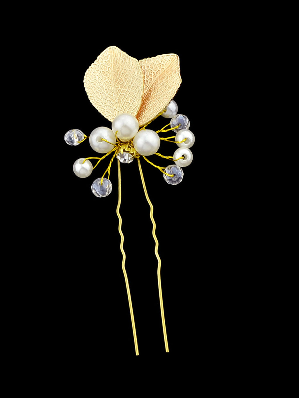 Hair Accessories Pearl Beads Gold Leaf Hair Sticks Wedding Party Hair