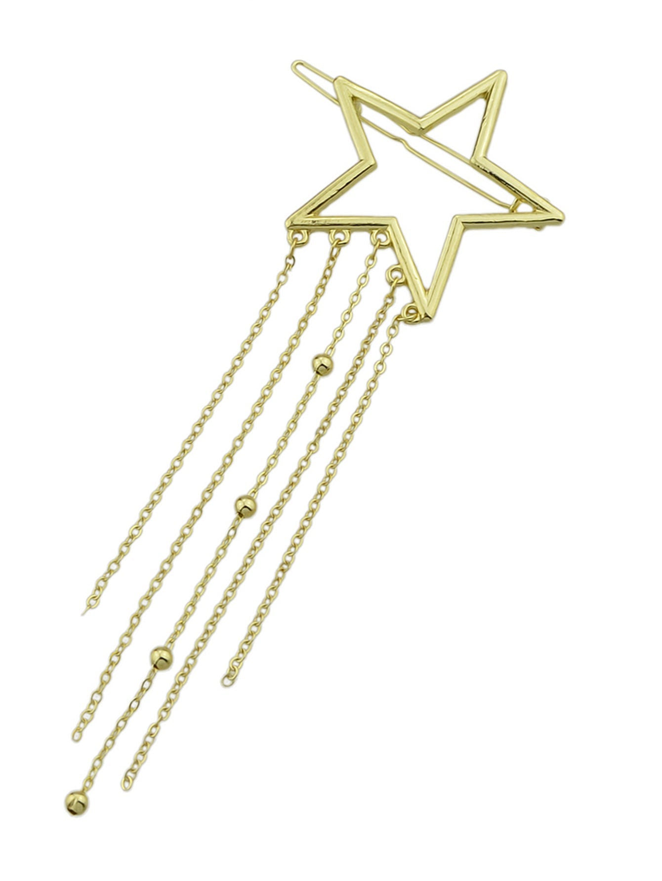 Gold Star Long Chain Tassel Hairgrips Wedding Party Hair Clips Hair