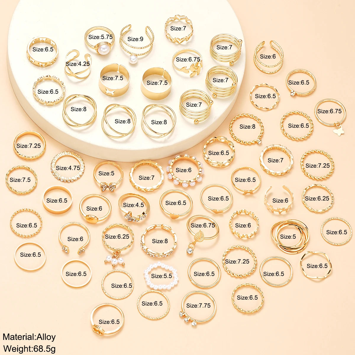 GoldenCharm Ring Set – 58PCS Vintage Mix Rings  Stack it. Mix it. Express your style.