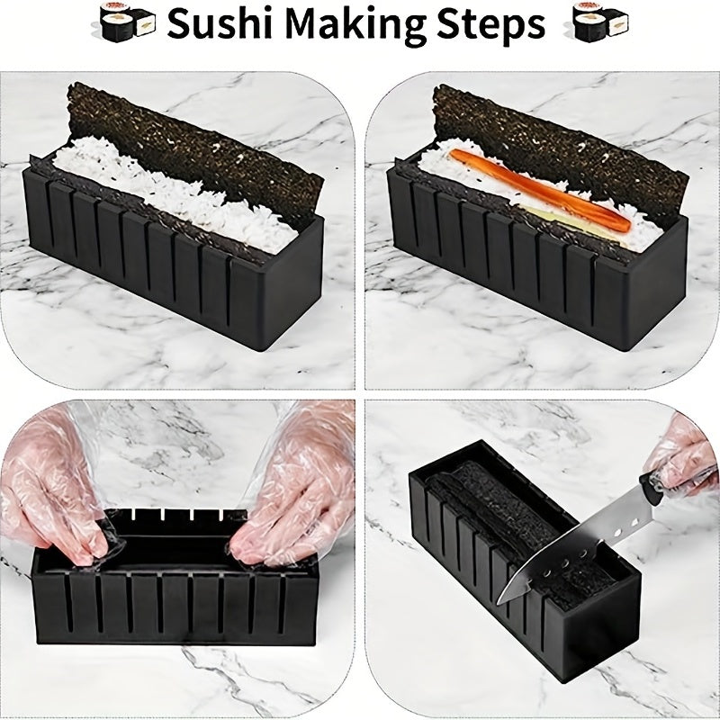 10pcs/set, DIY Sushi Maker Set - Includes Plastic Sushi Roller, Rice Mold, Spreader, and Kitchen Tools - Perfect for Back to School and Home Cooking