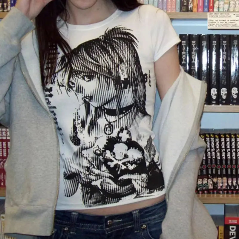 NeoAnime Crop Tee – Y2K Harajuku Street Top  Retro vibes. Anime edge. Street-ready style.