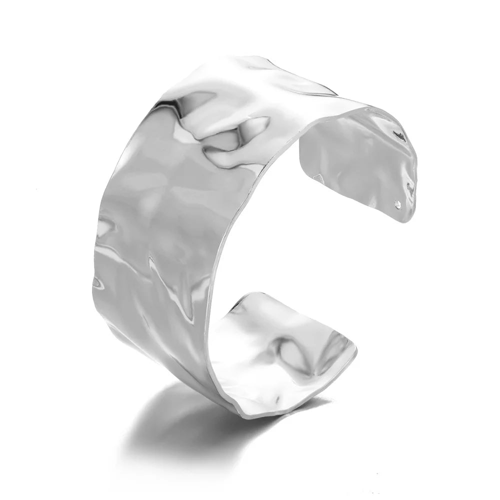 Classic Bump Pattern Openning Bangles For Women Stainless Steel Cuff Bracelet Gold Color  Hand Ornament Party Jewelry Gift