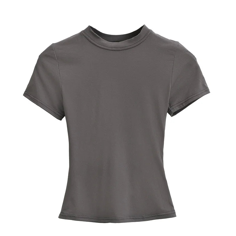 SlimMuse Tee – Y2K Solid Fit Top  Simple style. Sculpted fit. Everyday confidence.