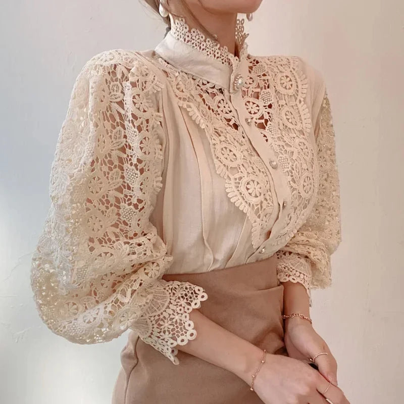 Lace Aura Elegant Blouse – Sweet Lace Office Shirt  Soft elegance with a modern feminine touch.