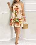 BohoBloom Halter Dress – Floral Backless Summer Style  Free-spirited, feminine, and made for sunny days.