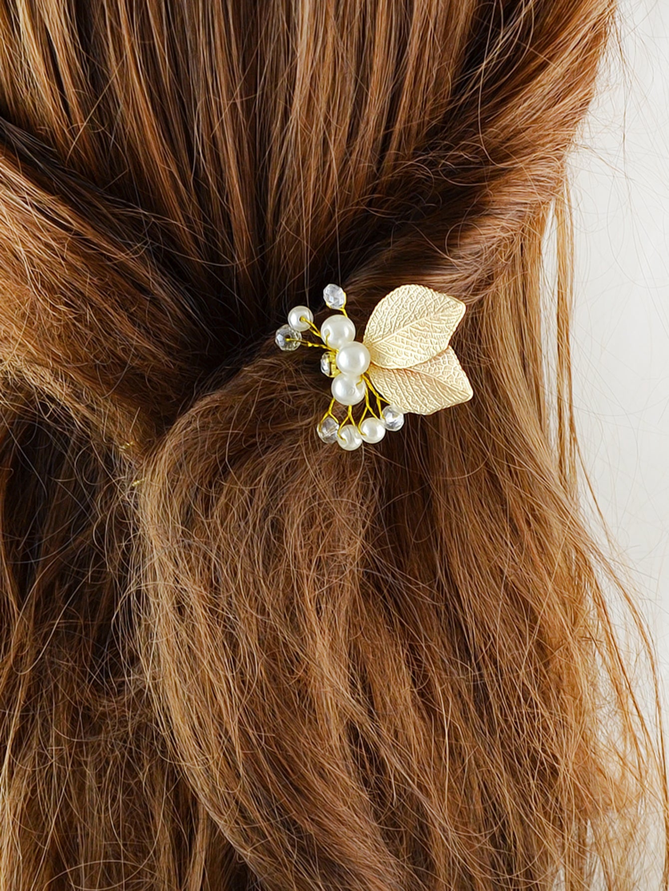 Hair Accessories Pearl Beads Gold Leaf Hair Sticks Wedding Party Hair