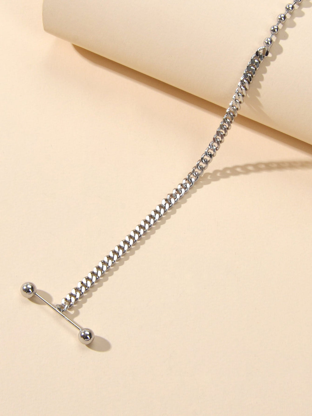 Minimalist Punk Popcorn Chain Multiple Silver Chain Lock Circle