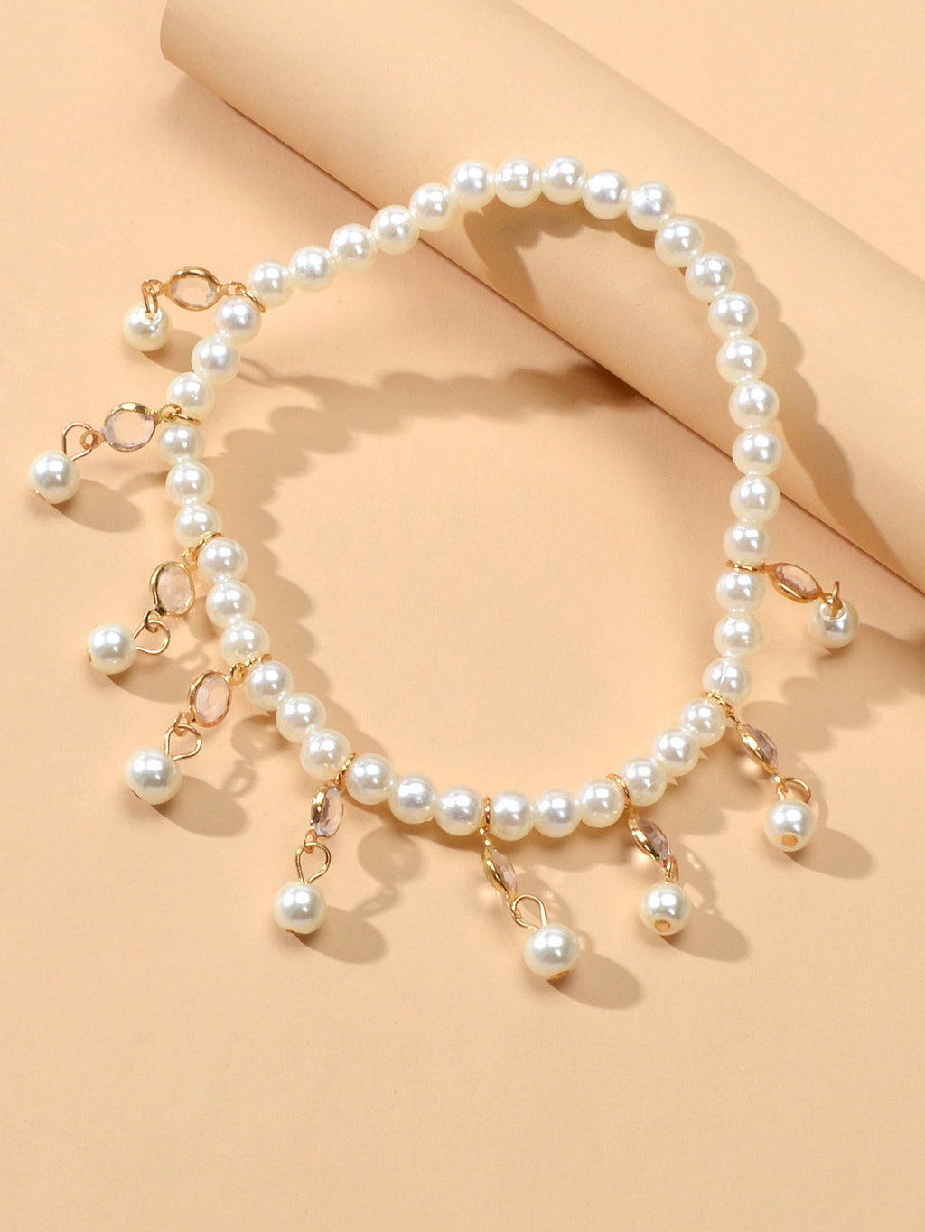 Beach Elastic Imitation Pearl Bead Charm Anklet Foot Chain Bracelet