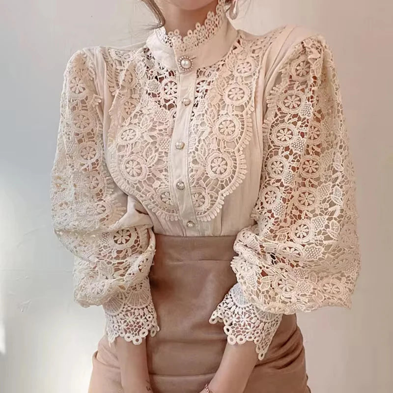 Lace Aura Elegant Blouse – Sweet Lace Office Shirt  Soft elegance with a modern feminine touch.