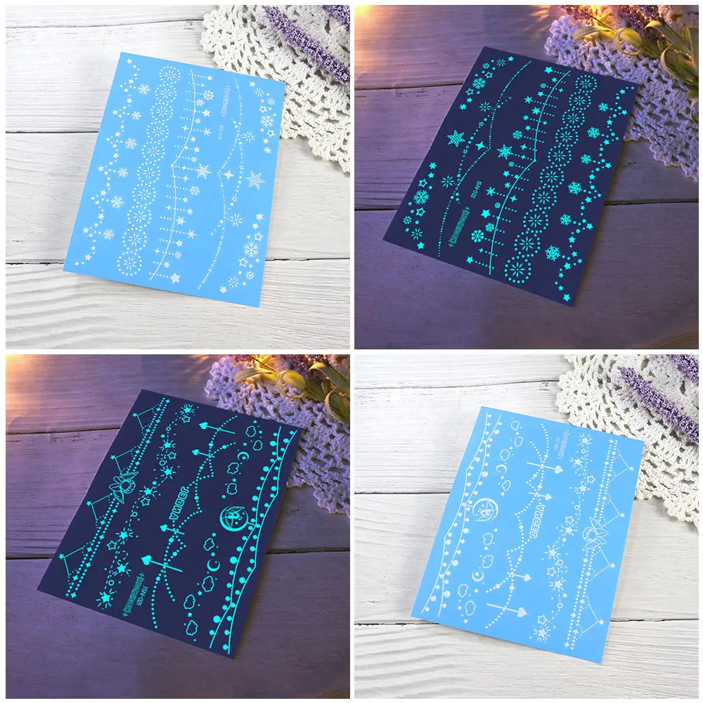 Luminous Bracelet & Necklace Tattoo Stickers – Waterproof Body Art  Glow with effortless style. No jewelry needed.
