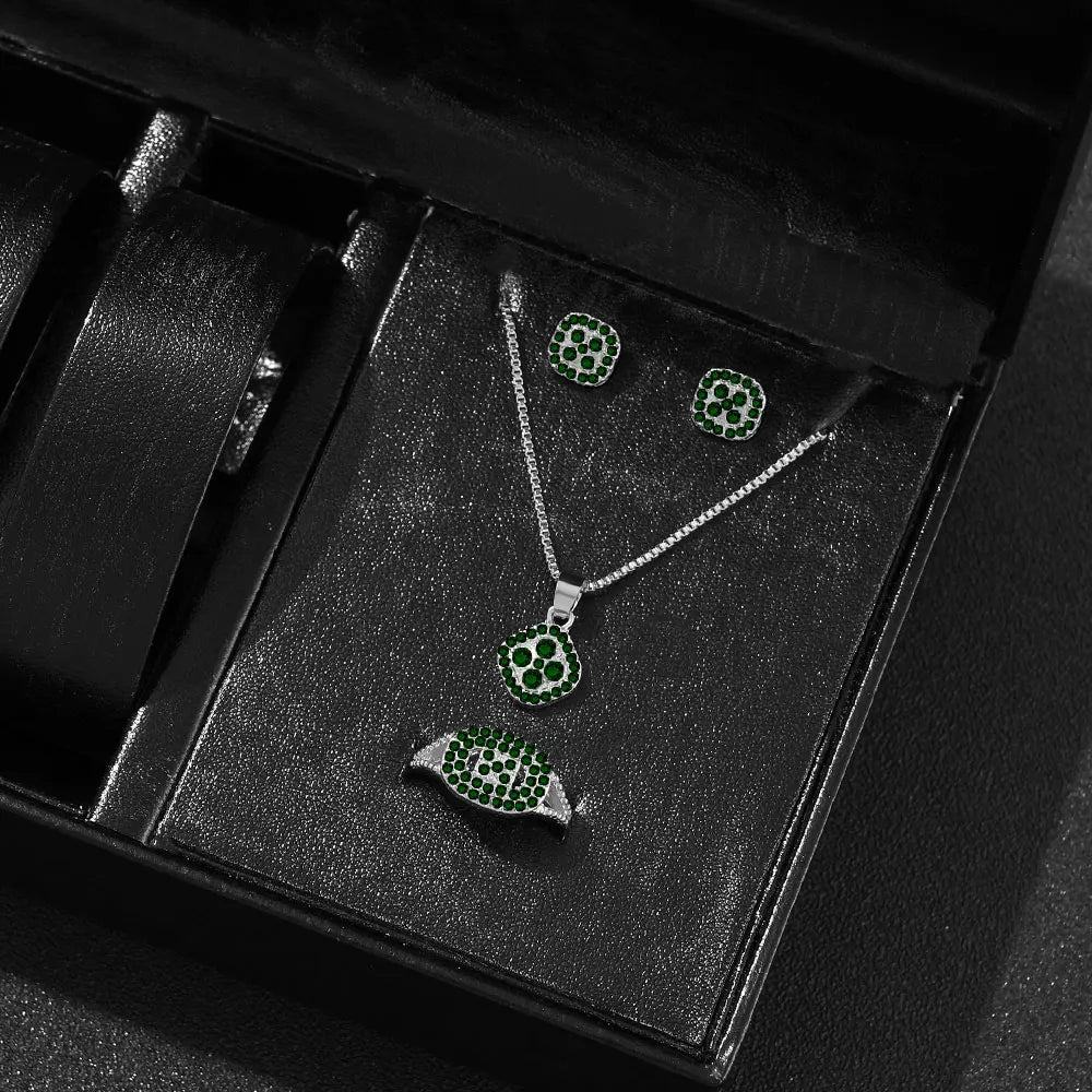 Cube Luxe Set – Elegant 3-Piece Jewelry Collection  Modern shine. Perfect match. Gift-ready elegance.