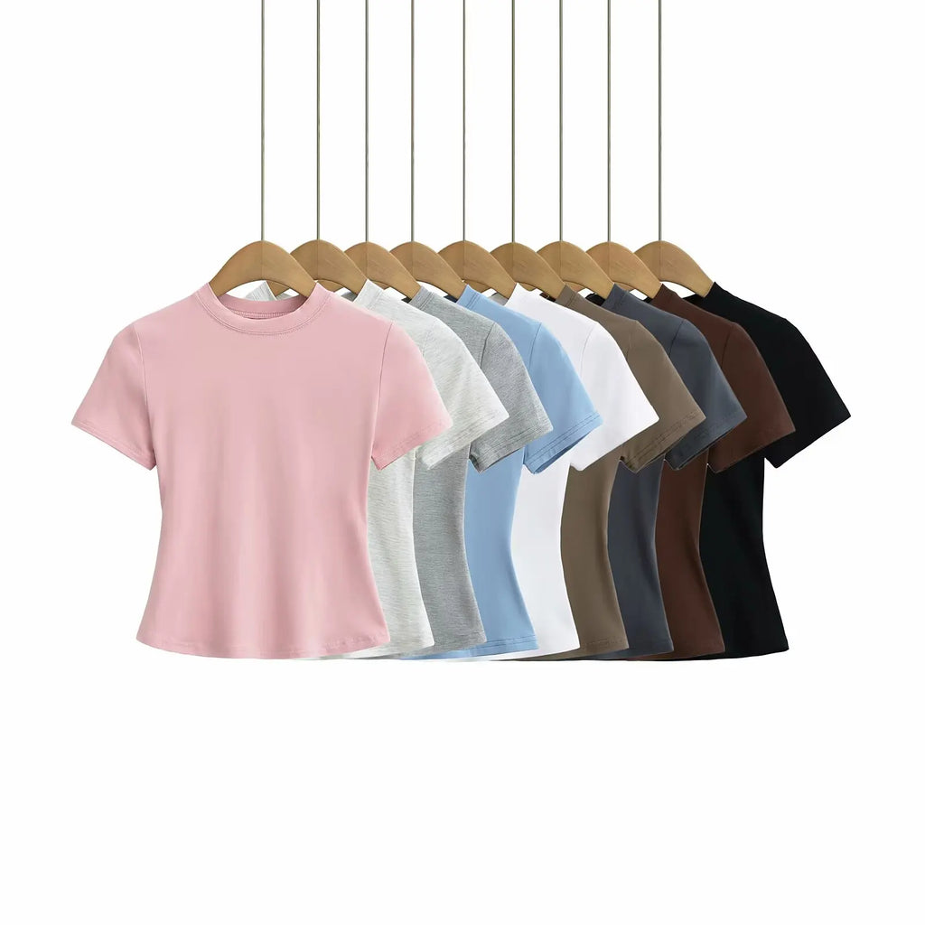 SlimMuse Tee – Y2K Solid Fit Top  Simple style. Sculpted fit. Everyday confidence.