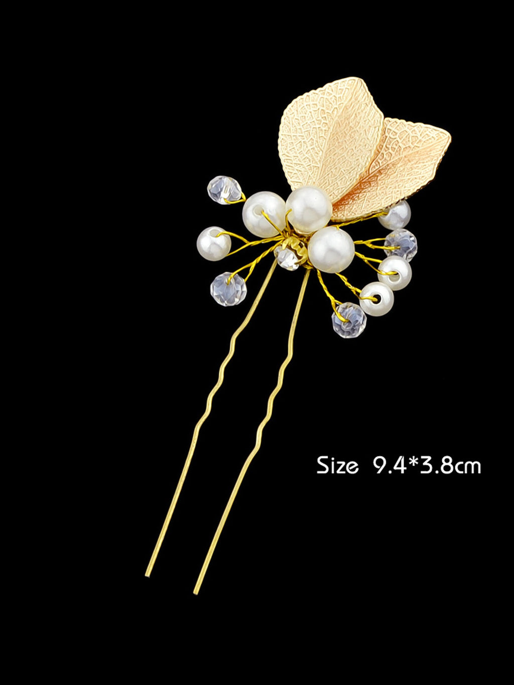 Hair Accessories Pearl Beads Gold Leaf Hair Sticks Wedding Party Hair
