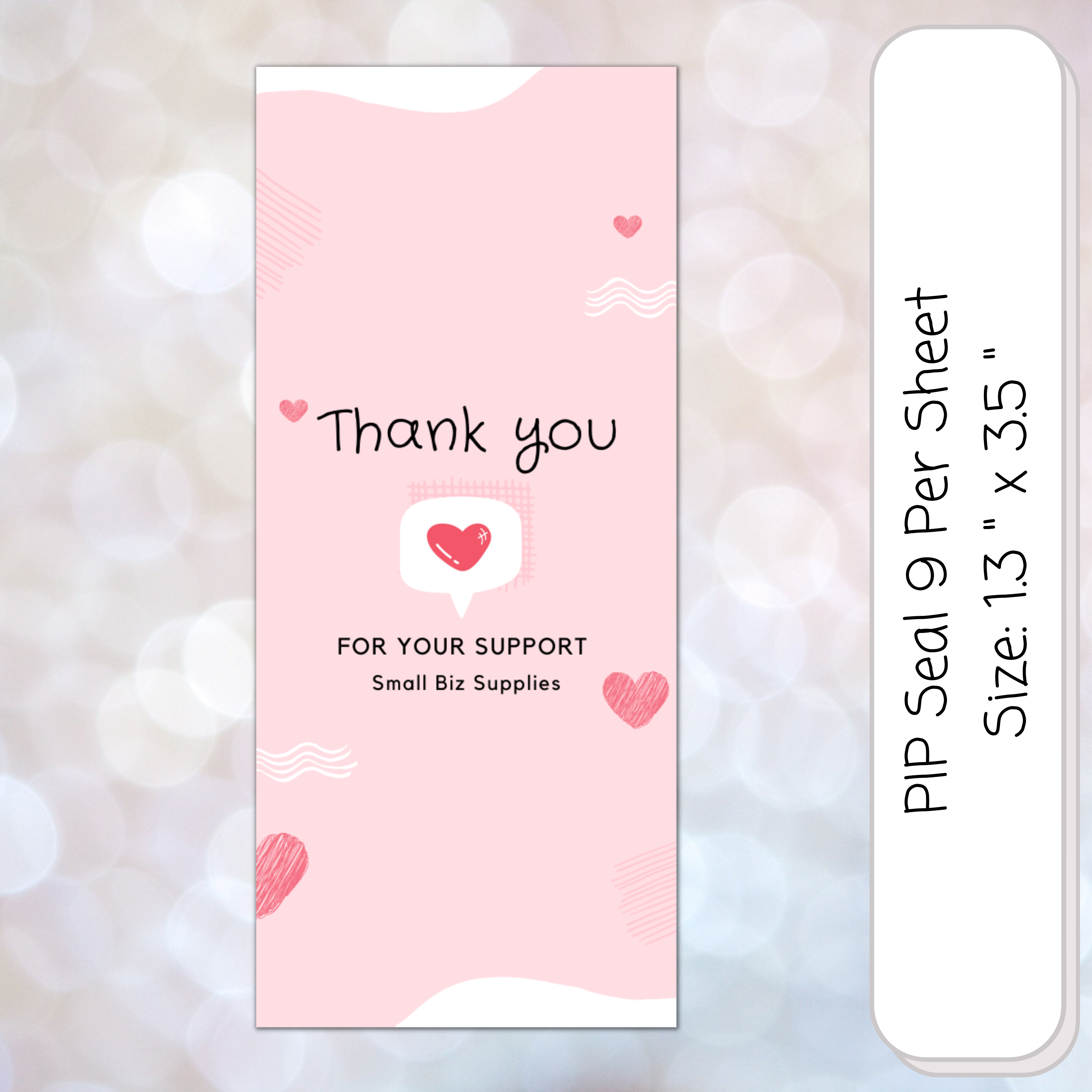 Thank You Heart Mail  PIP Seal - 9 per sheet