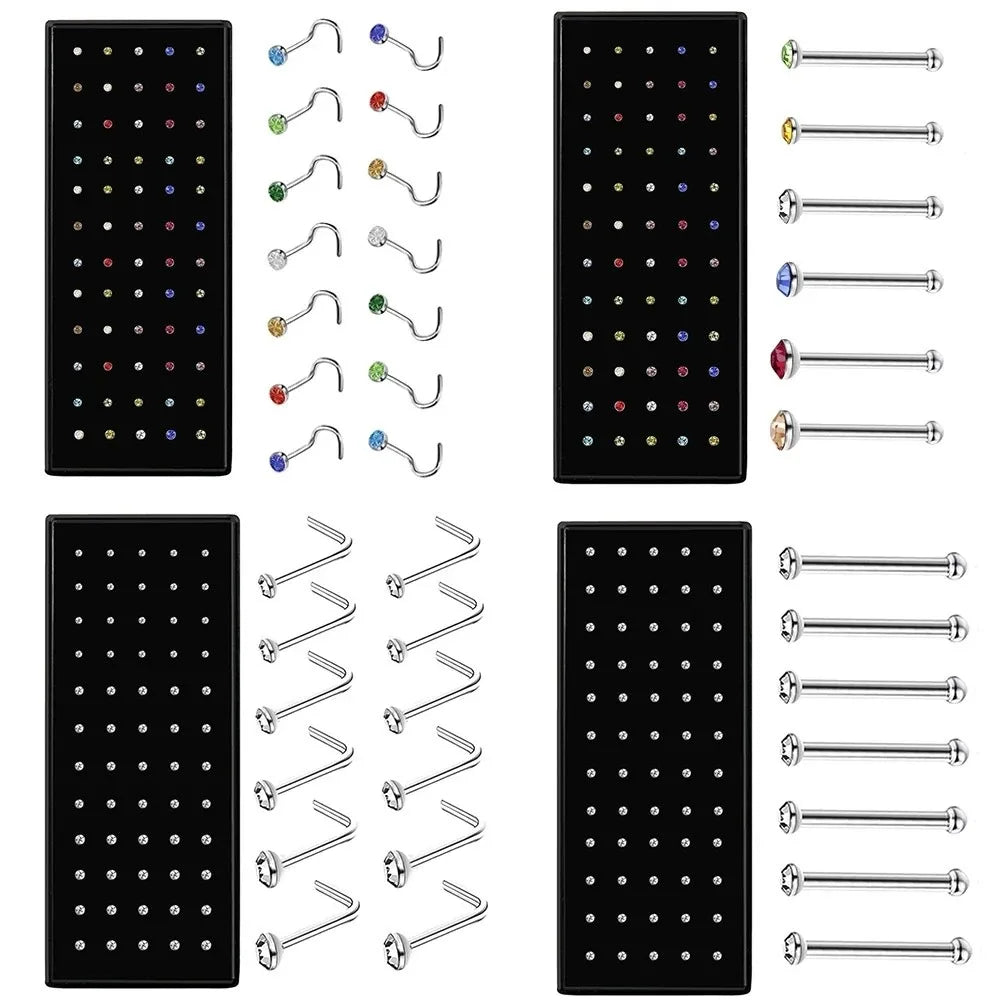 CrystalFlex Nose Stud Set – 40/60PCS Stainless Steel Collection  More styles. More shine. Endless combinations.
