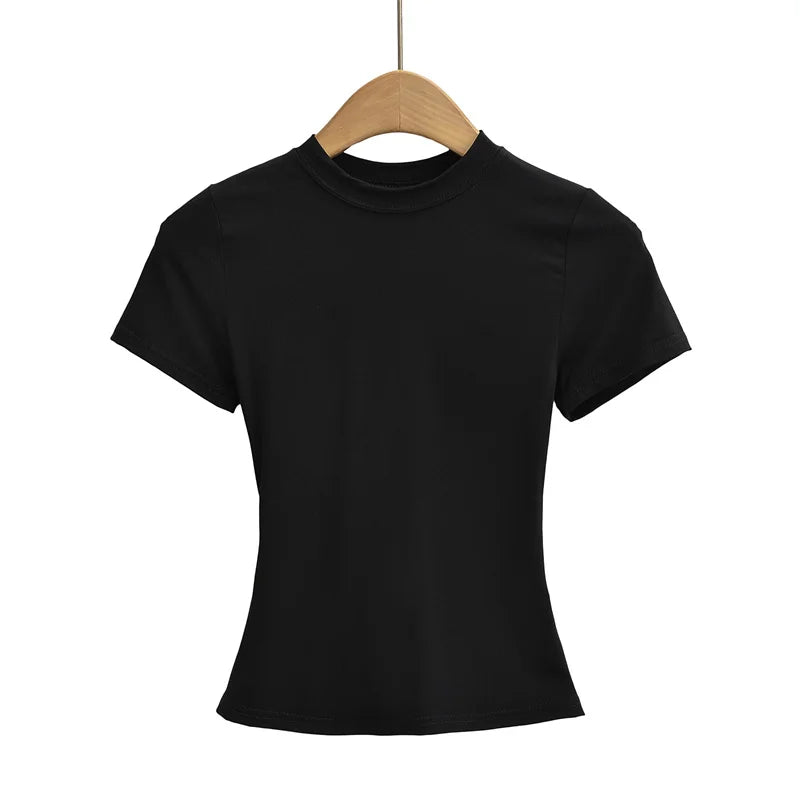 SlimMuse Tee – Y2K Solid Fit Top  Simple style. Sculpted fit. Everyday confidence.