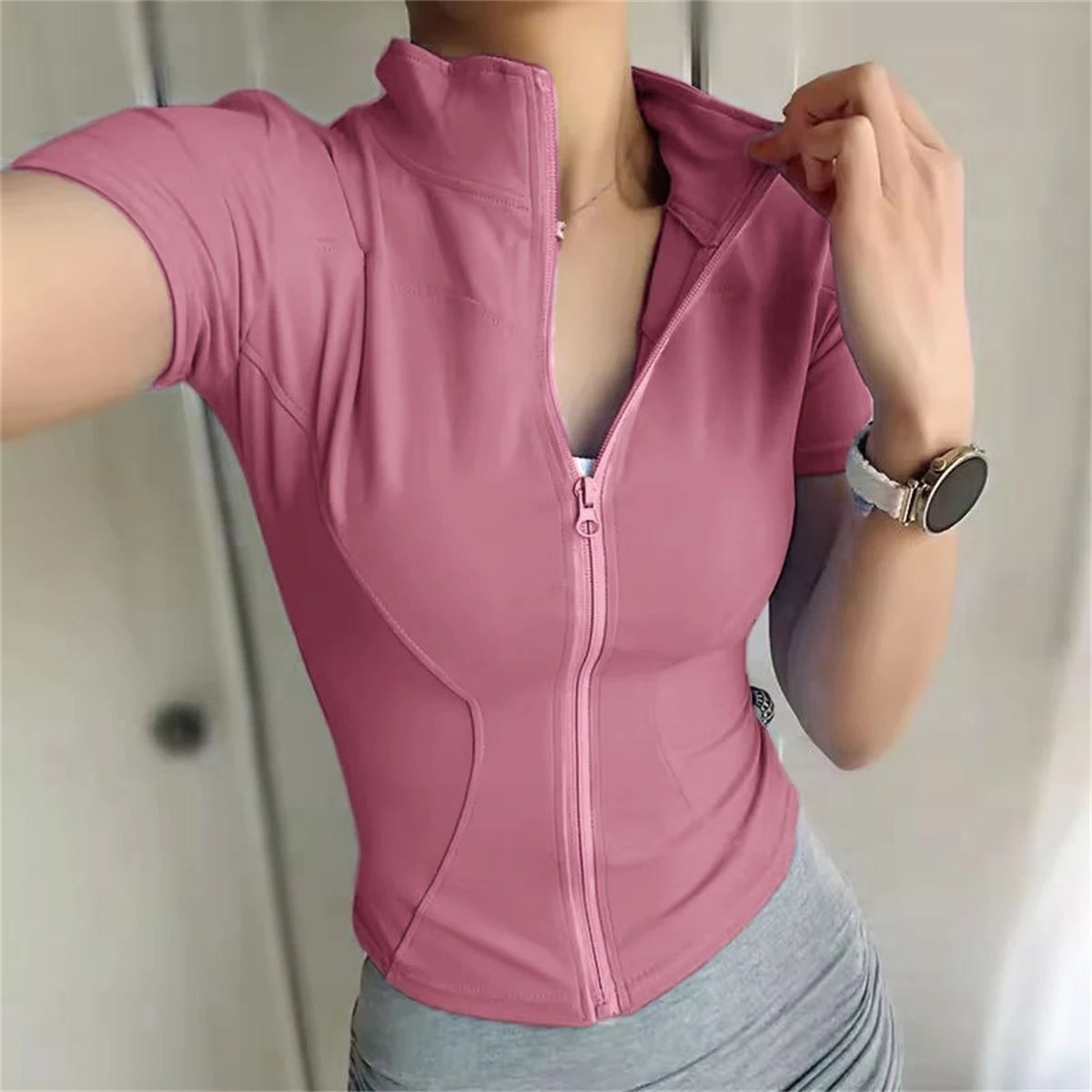 Zip Active Sport Jacket – Slim Fit Short Sleeve Top  Lightweight feel. Sleek fit. Performance ready.