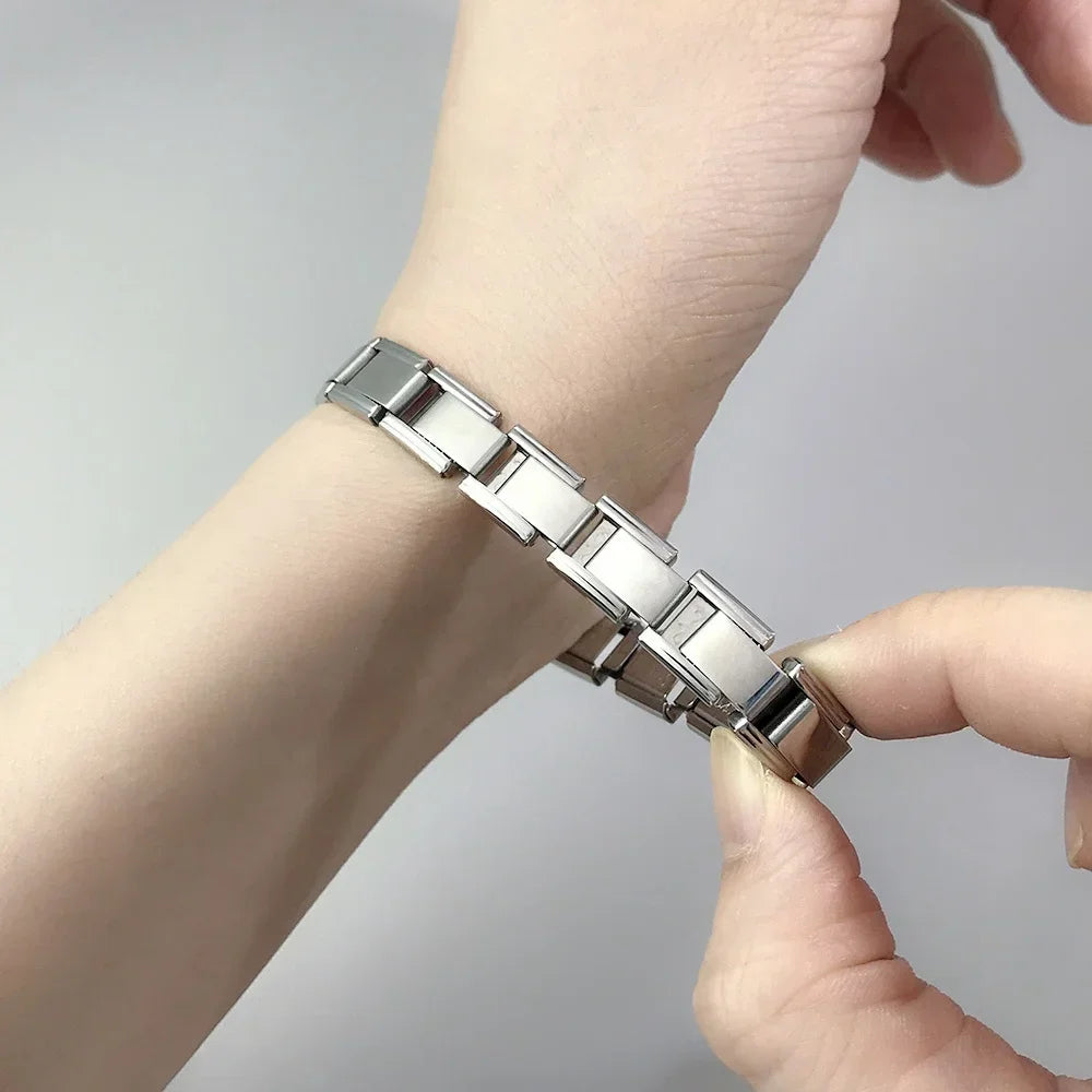 CharmLink Bracelet – 9mm Italian Stainless Steel Chain  Build your story. Wear your style. Personalize your look.
