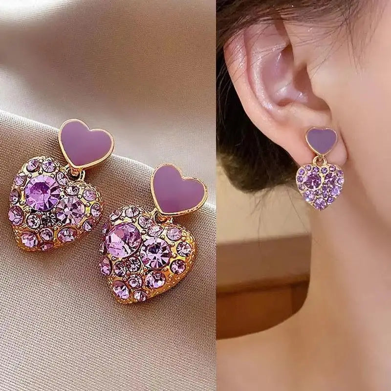Crystal Heart Hoops – 925 Silver Needle Earrings  Soft sparkle. Sweet charm. Everyday luxury.