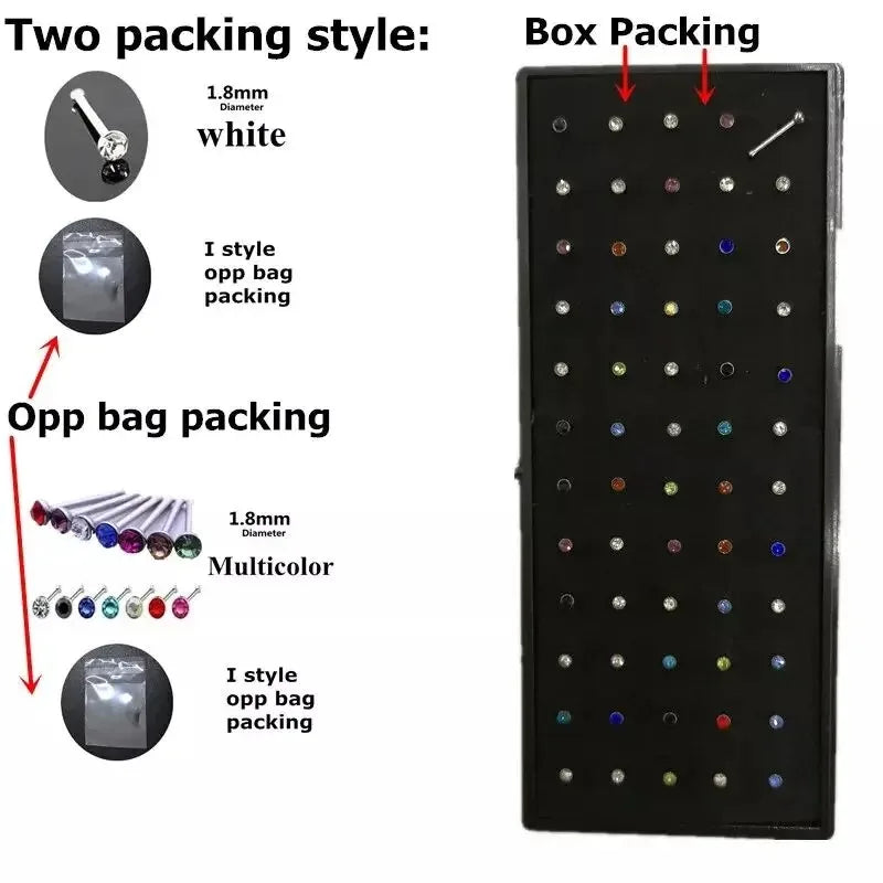 CrystalFlex Nose Stud Set – 40/60PCS Stainless Steel Collection  More styles. More shine. Endless combinations.