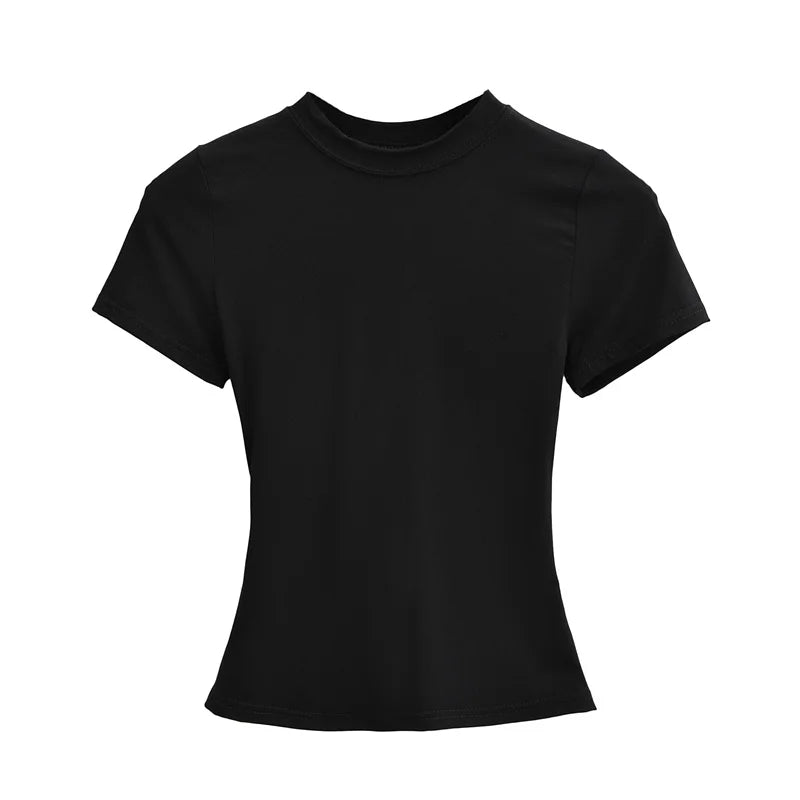 SlimMuse Tee – Y2K Solid Fit Top  Simple style. Sculpted fit. Everyday confidence.
