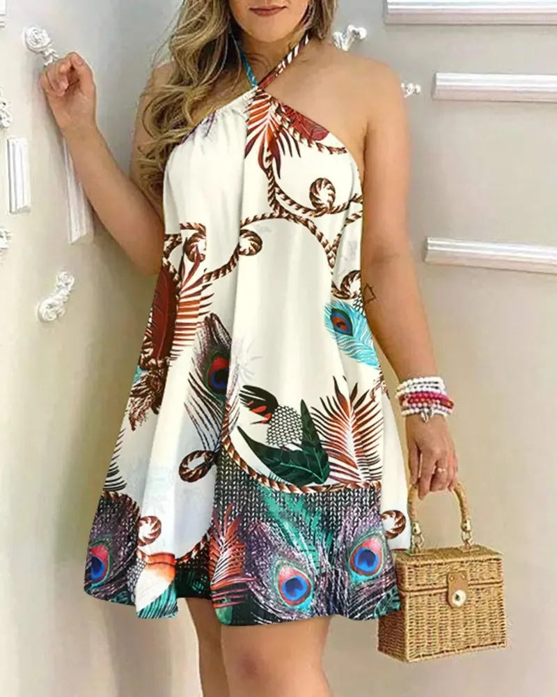 BohoBloom Halter Dress – Floral Backless Summer Style  Free-spirited, feminine, and made for sunny days.